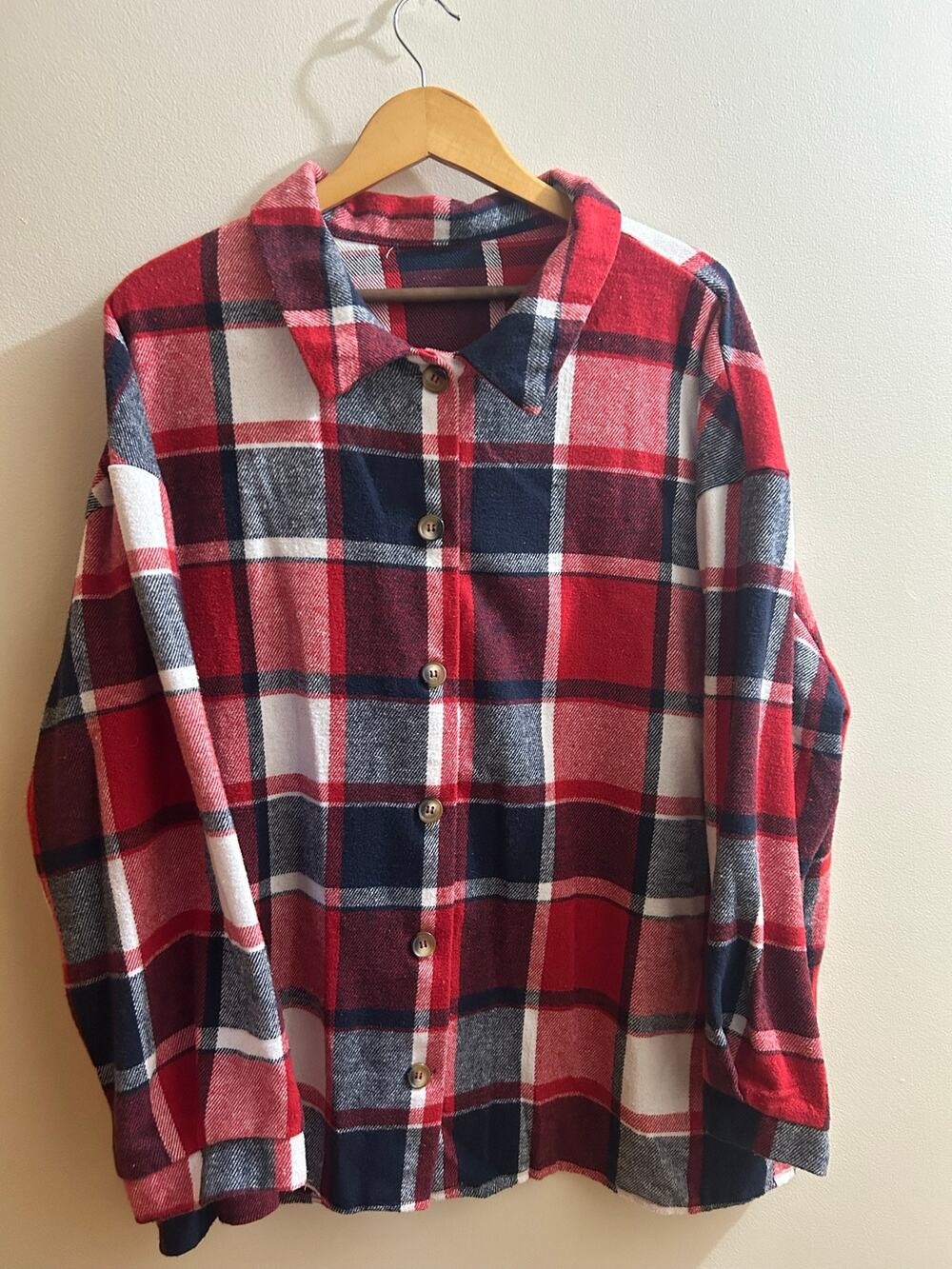 Women’s plus size red white and blue flannel 2X